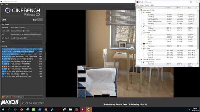 Intel Core i7 7700 - Cinebench R20 смотреть онлайн