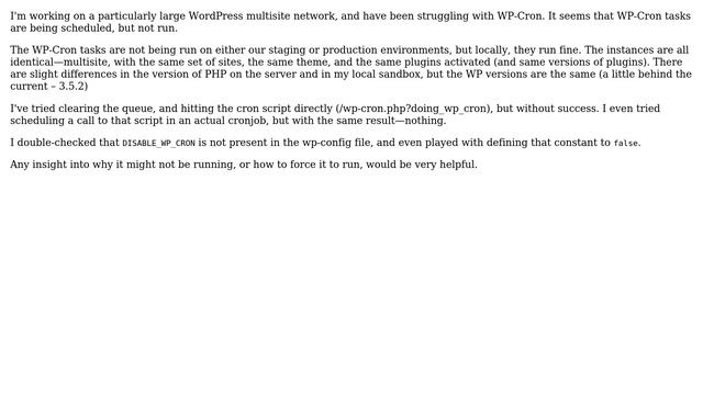 Wordpress: WP-Cron tasks scheduled but not running смотреть онлайн