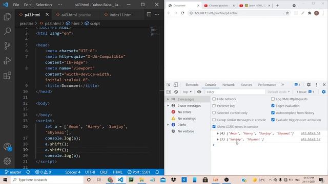 JavaScript Array Shift & Unshift Methods #akshdesai смотреть онлайн