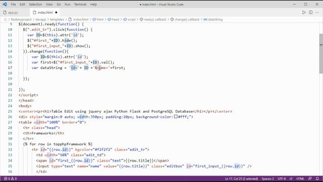 Table Edit using jquery ajax Python Flask and PostgreSQL Database смотреть онлайн