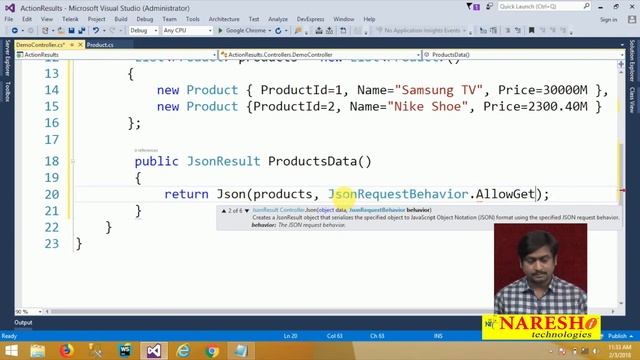 JSON Results in MVC | asp.net MVC Tutorials | By Mr.Sudhakar Sharma смотреть онлайн