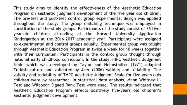 Examining the Effects of Aesthetic Education Program on Aesthetic Judgment Development of Five Year смотреть онлайн