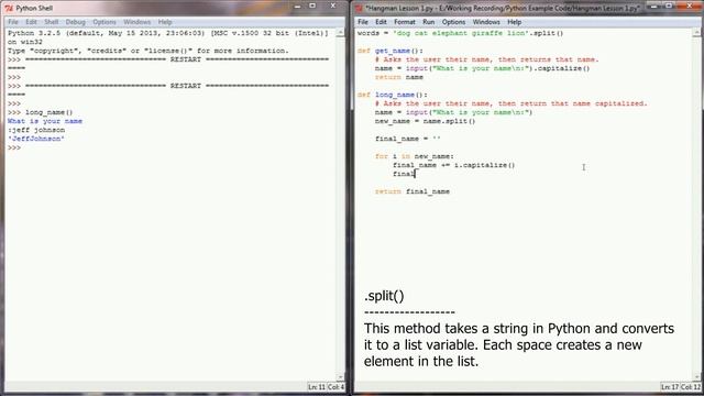 Let's Program Hangman - 1 - The .split() Method (Python 3.2.5) смотреть онлайн