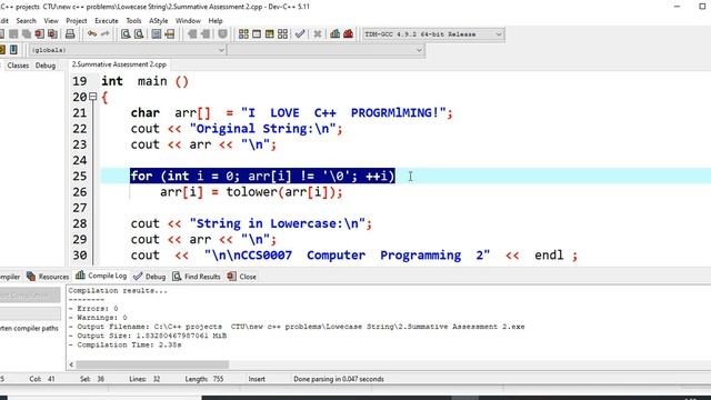 Lower Case in C++ смотреть онлайн