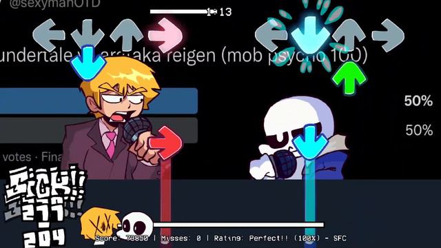 Friday Night Funkin' - Perfect Combo - Sans vs Reigen Tumblr Man Mod [HARD] смотреть онлайн