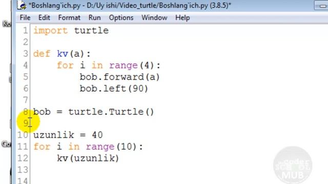 Pythonda Turtledan Foydalanib, Tasvir Hosil Qilish