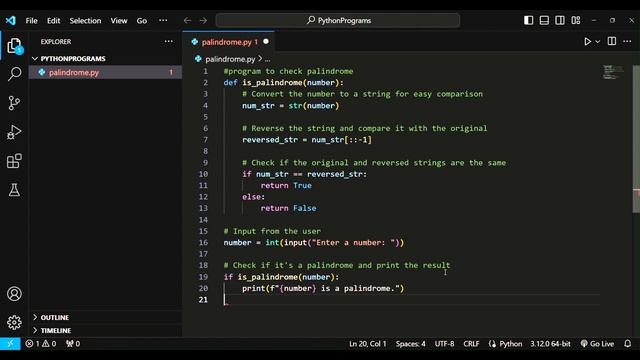 Palindrome Program | python | Python | codeneverlies | Python Programs смотреть онлайн