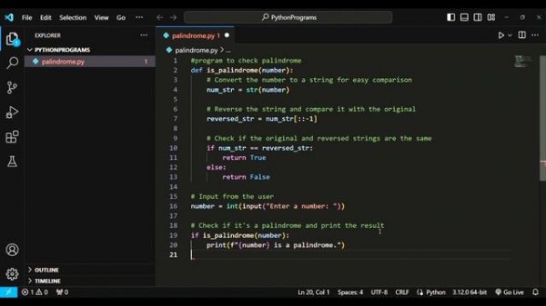 Palindrome Program | python  | Python | codeneverlies | Python Programs