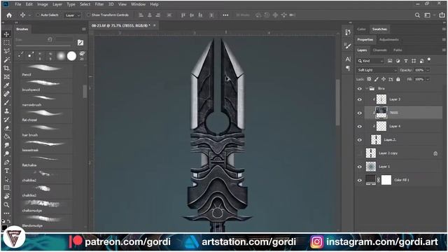 Weapon Design (concept art) with Adobe Photoshop - Libra Double-Sided Sword смотреть онлайн