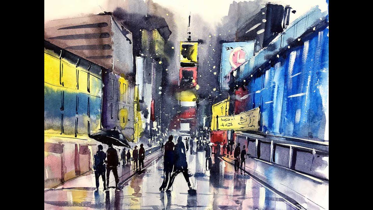 Мастер-класс по скетчингу «Огни ночного города» | Как нарисовать город поэтапно смотреть онлайн