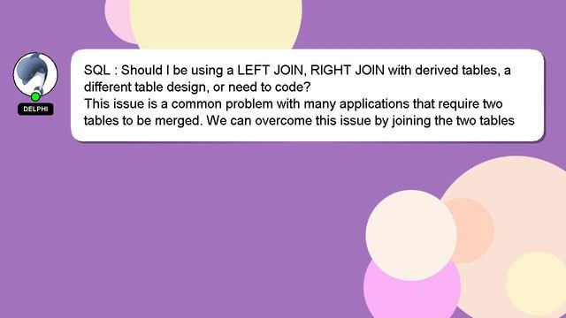 SQL : Should I be using a LEFT JOIN, RIGHT JOIN with derived tables, a different table design, or n смотреть онлайн