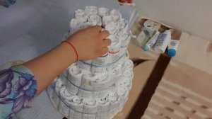 Торт из памперсов. Подарок для новорожденных.Cake from pampers.