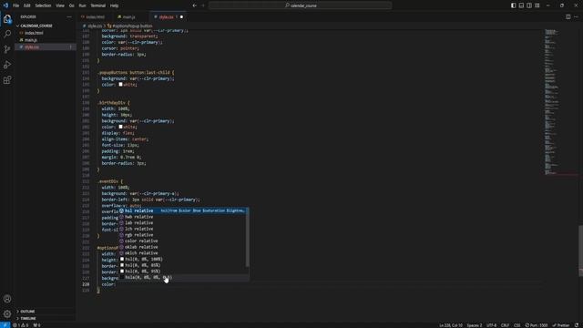 Calendar App - Part 13 - Implementing The Options Popup & Its functionality (Vanilla JS) смотреть онлайн