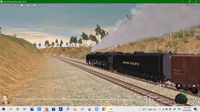 UP-844 hauling a long freight train(Trainz 2019) смотреть онлайн