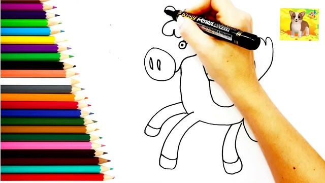 Как нарисовать ЛОШАДКУ.Раскраска милой ЛОШАДКИ#милыерисунки# смотреть онлайн