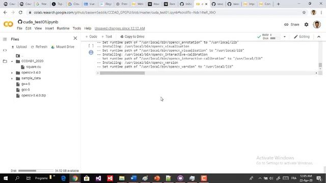 Running and configuring CUDA and OpenCV C++ on Colab Cloud смотреть онлайн