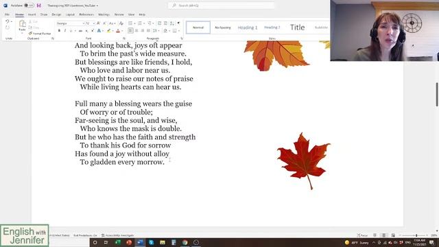 Thanksgiving Day - Celebrate With JenniferESL!