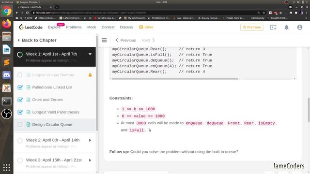 Design Circular Queue | Day 4 : Leetcode April Challenge Design Circular Queue | Python3 смотреть онлайн
