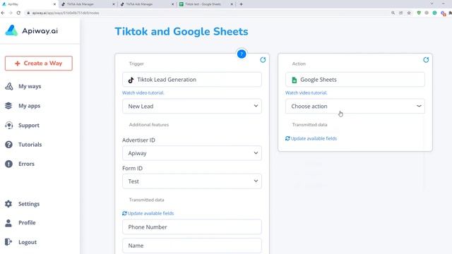 How to connect TikTok Lead Generation forms and Google Sheets. Free integration on Apiway. смотреть онлайн
