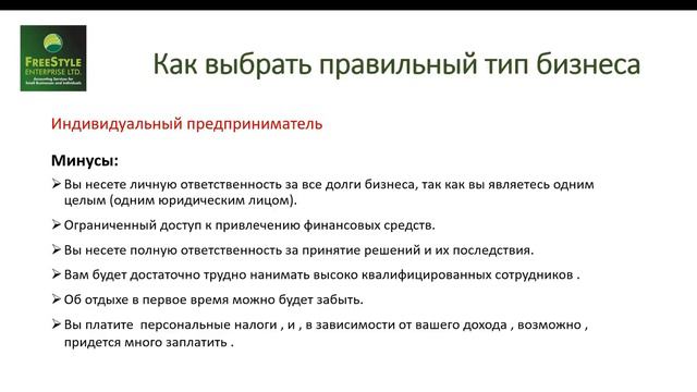 Индивидуальное предпринимательство - сюжет первый