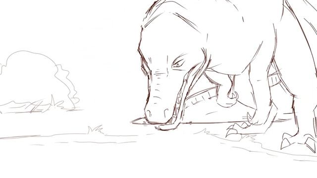 Spinosaurus hunting fish// sketch animation смотреть онлайн