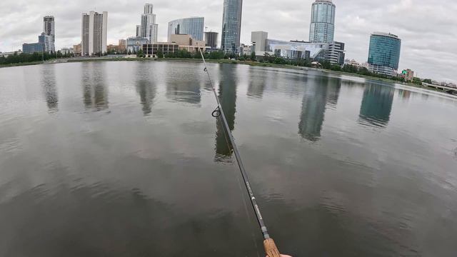 Рыбалка на спиннинг и не только на городском пруду в середине июля. смотреть онлайн