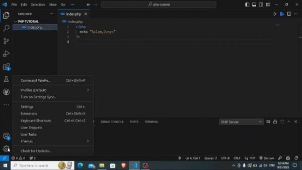 PHP Not found,not working php server in vs code
