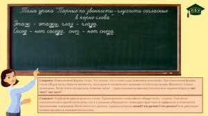 Русский язык. Парные по звонкости-глухости согласные в корне слова.