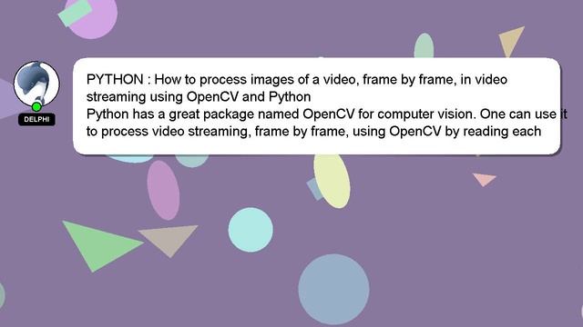 PYTHON : How to process images of a video, frame by frame, in video streaming using OpenCV and Pyth смотреть онлайн
