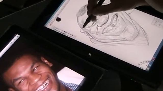 Mike Tyson digital caricature sketch on Sony VAIO Duo 11 Windows 8 смотреть онлайн
