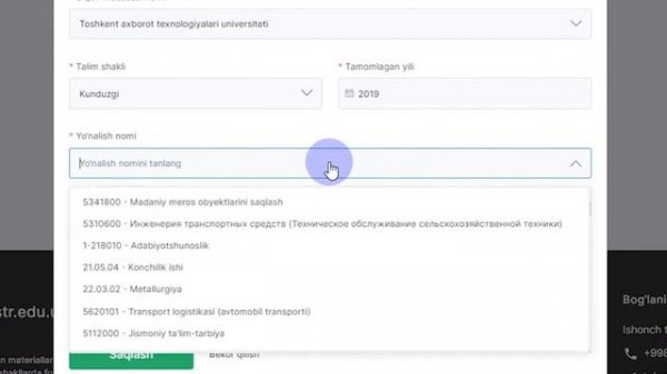 magistr.edu.uz tizimida onlayn ariza topshirish
