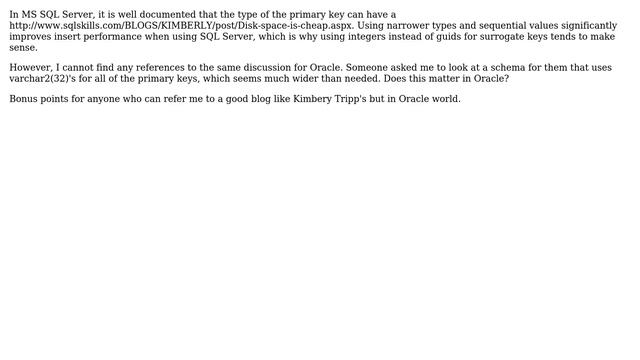 Databases: Primary Key Type's Effect on Performance in Oracle? смотреть онлайн