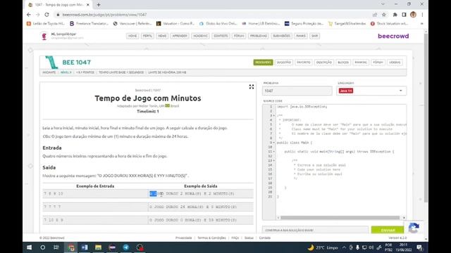 Tempo de jogo com minutos (URI 1047) - Exercício resolvido Java - Beecrowd смотреть онлайн