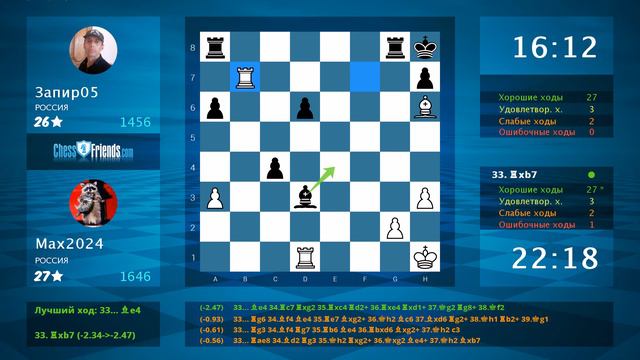 Chess Game Analysis: Max2024 - Запир05 : 1/2-1/2 (By ChessFriends.com) смотреть онлайн