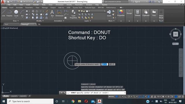 How to use donut command in autoCAD tamil | How to draw donut command in autoCAD| смотреть онлайн