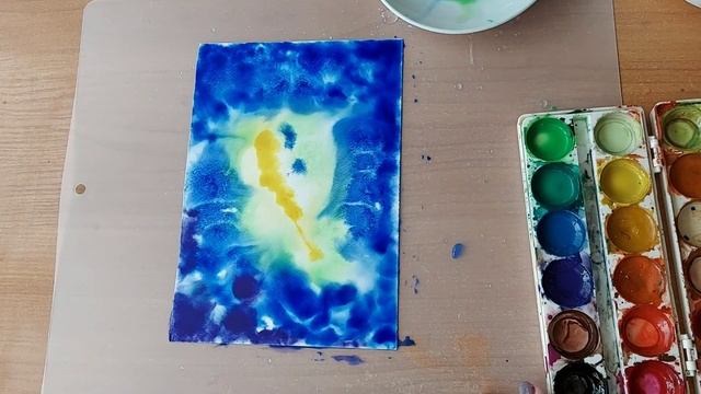 Як намалювати казкове небо// Північне сяйво// Акварель і сіль// Как нарисовать северное сияние смотреть онлайн