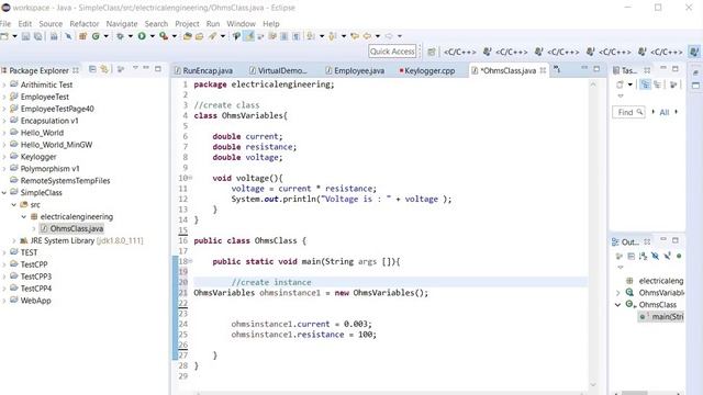 Java- SimpleClass (with void method) example using Ohms Law смотреть онлайн