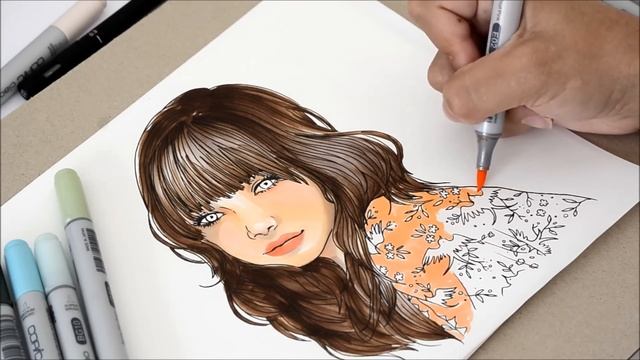 Tutorial - How to color with copics: coloring with elegant minimal palettes смотреть онлайн