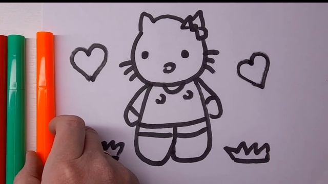 How to draw Hello Kitty | Hello Kitty Easy Draw Tutorial,как нарисовать хелоу Китти смотреть онлайн