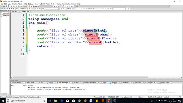 C++ Program #6:Display Size of Fundamental Data Types смотреть онлайн