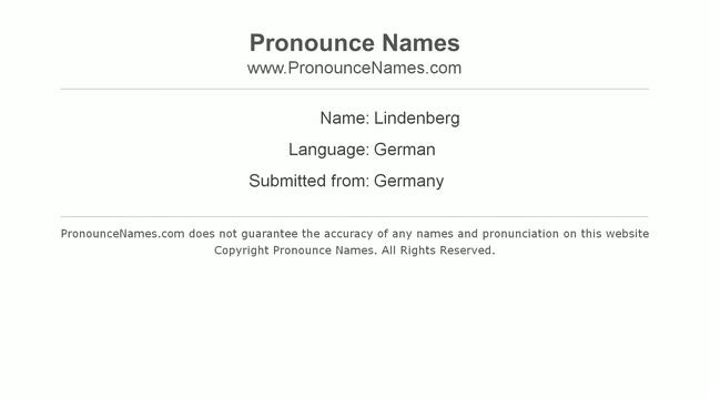 How to pronounce Lindenberg (Germany/German) - PronounceNames.com смотреть онлайн