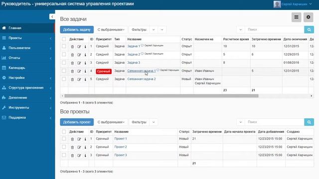 Связанные записи в системе управления проектами "Руководитель" смотреть онлайн