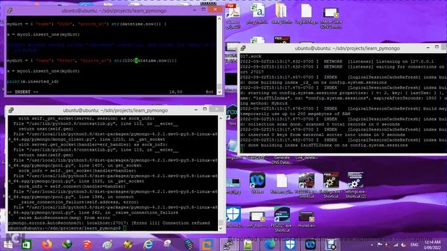 Python3 pymongo mongod simpe send query & simple receiver app port 27017 solve timeout عربي смотреть онлайн