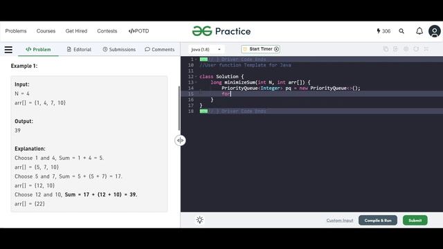 Minimize the sum | GFG | Java смотреть онлайн