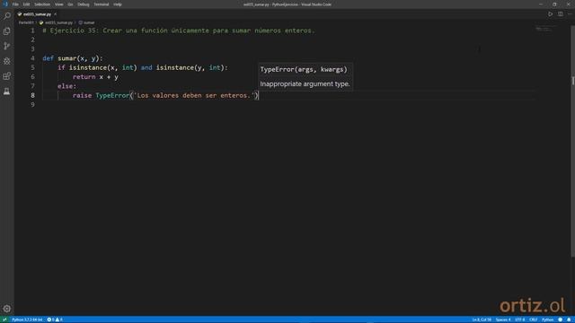 Python - Ejercicio 35: Crear una Función Únicamente para Sumar Números Enteros смотреть онлайн