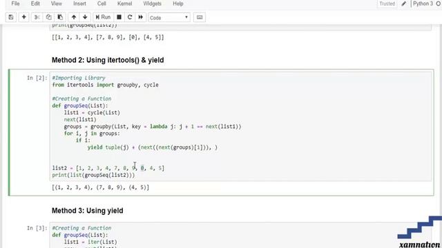 Finding groups of increasing numbers in a list-using itertools ()& yield &^ using yield смотреть онлайн