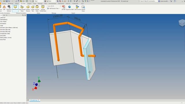 Inventor 3D Sketch Bad Show Orientation for Dimension смотреть онлайн