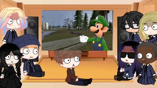 los amigos de merlina reacciónan a Luigi xd y vete a la versh смотреть онлайн