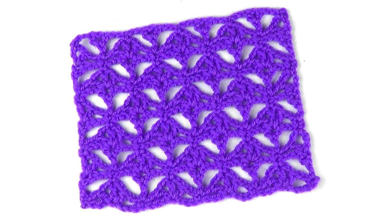 Ажурный узор Веерочки на сложных столбиках Openwork pattern Fans on complex stitchs смотреть онлайн