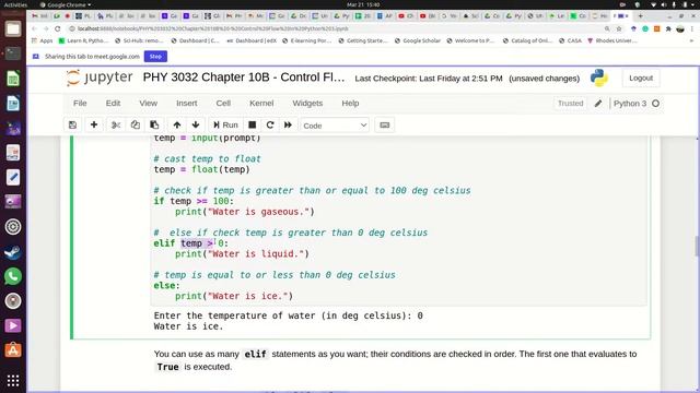 UNZA PHY 3032 Chapter 10B Control Flow in Python 3 March 2021 смотреть онлайн